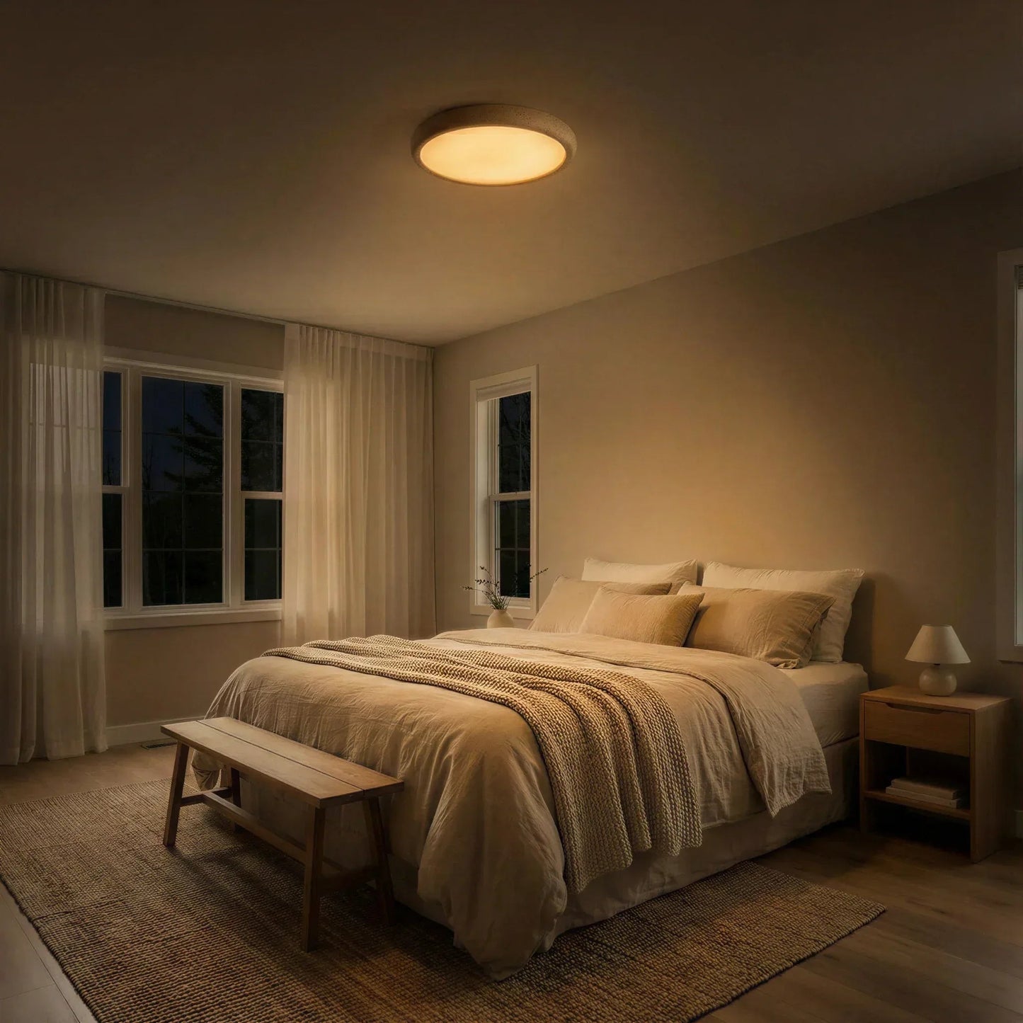 Lunar Ring Travertine Ceiling Light
