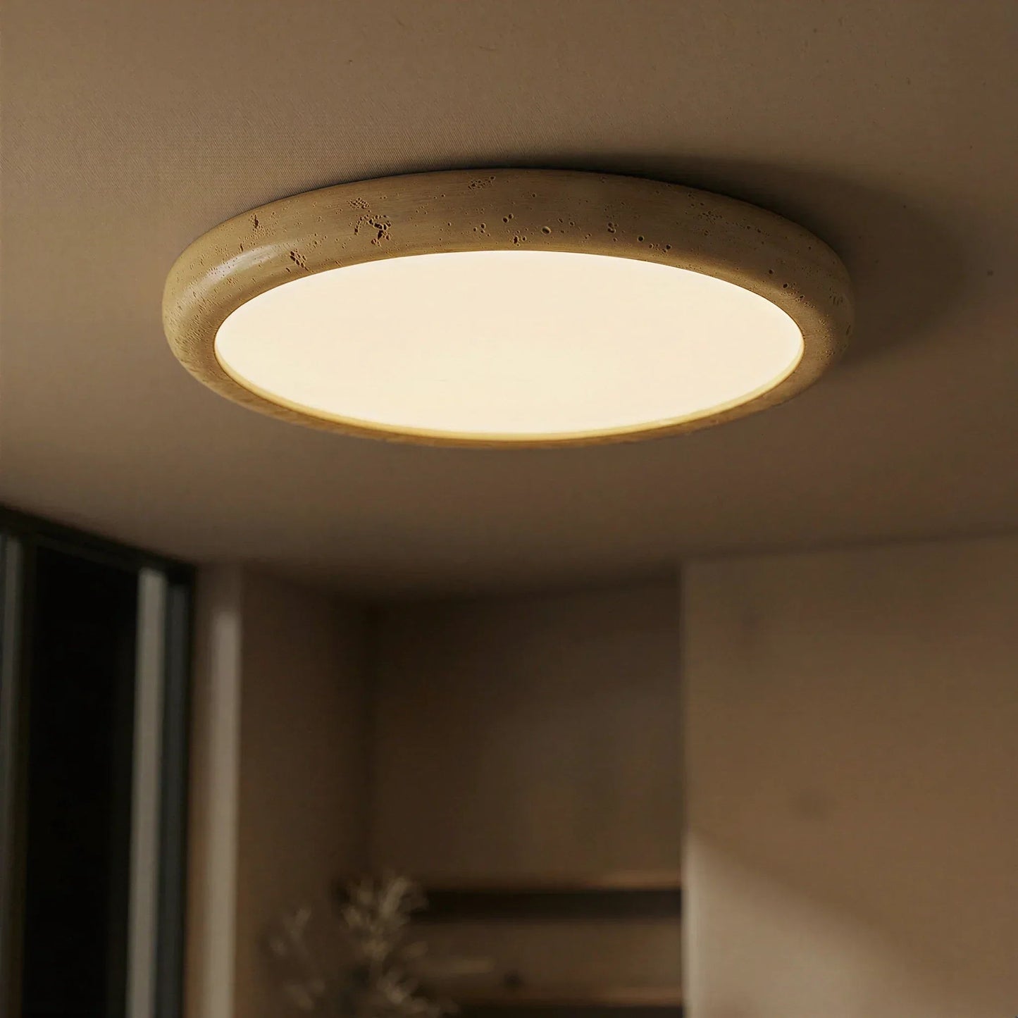 Lunar Ring Travertine Ceiling Light