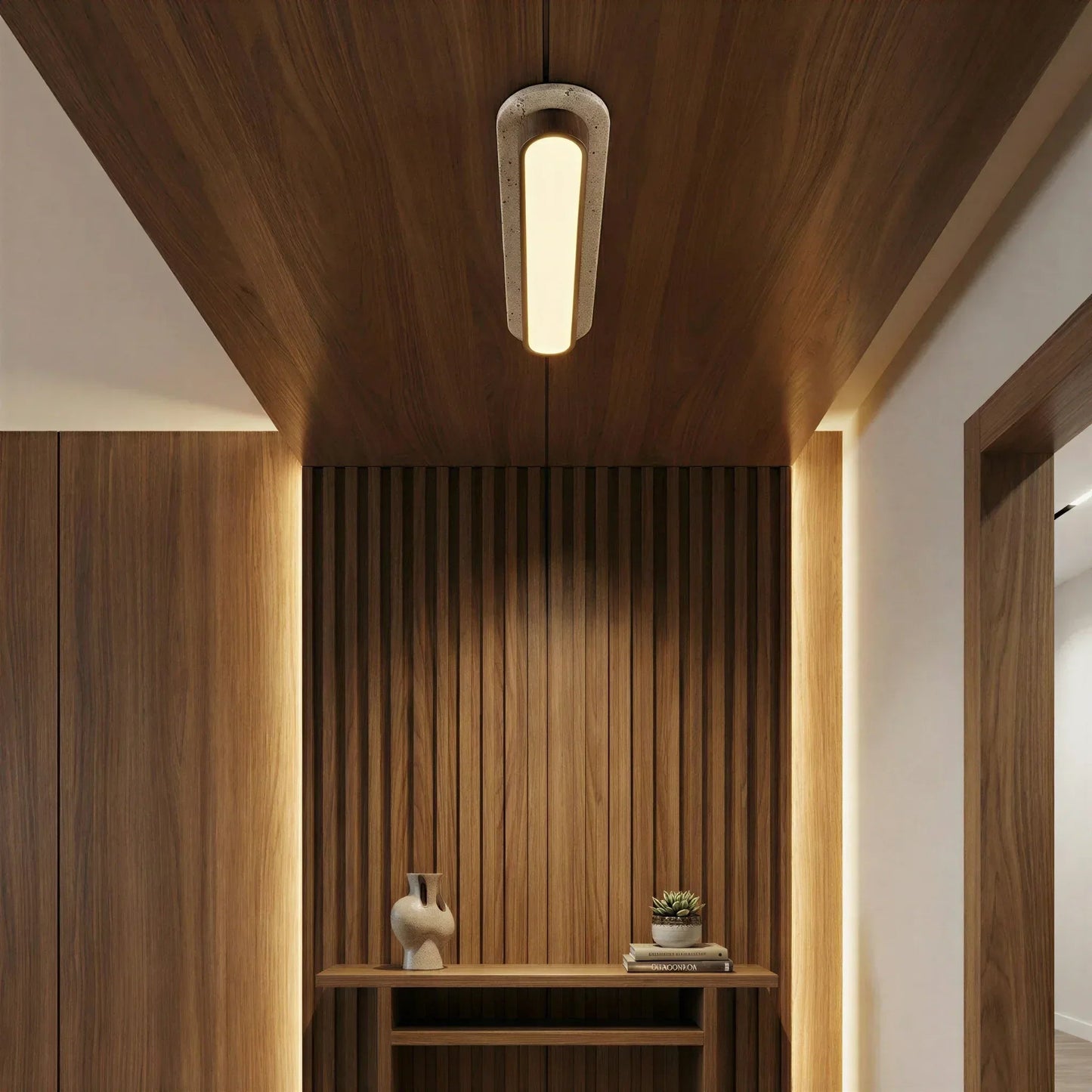 Strata Travertine Capsule Ceiling Light