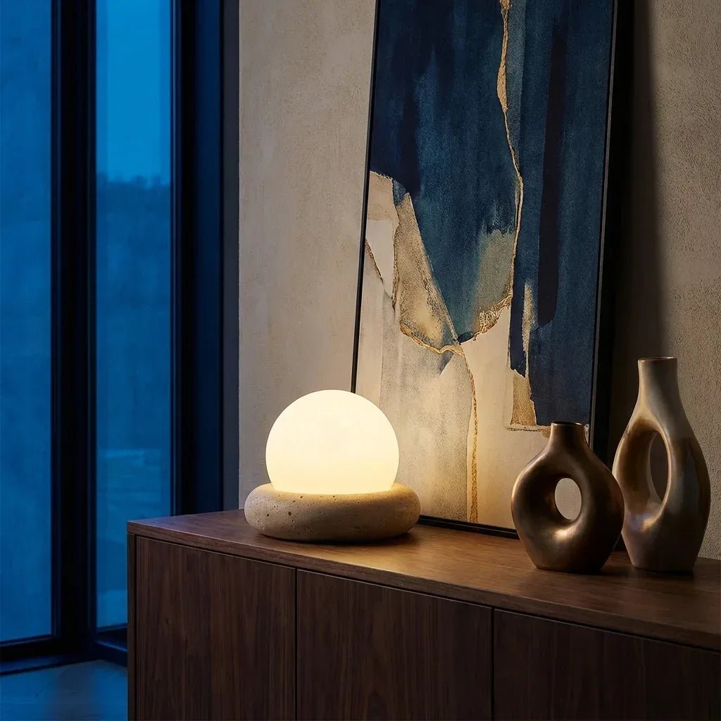 Nomad Travertine Sphere Lamp