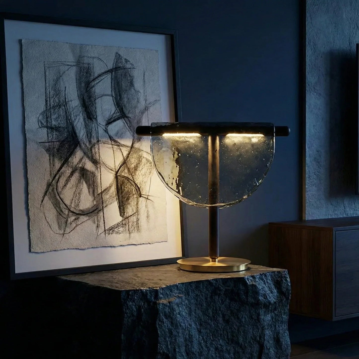 Mantle Draped Glass Table Lamp