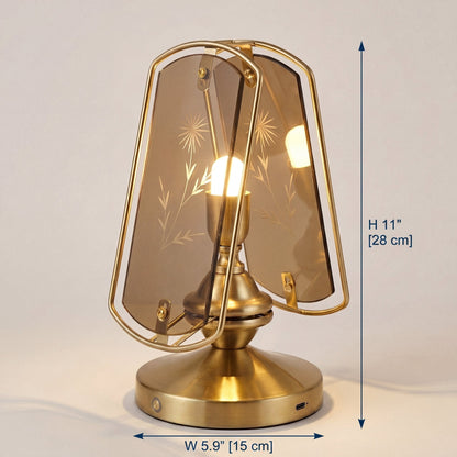 Memoir Etched Glass Brass Lamp