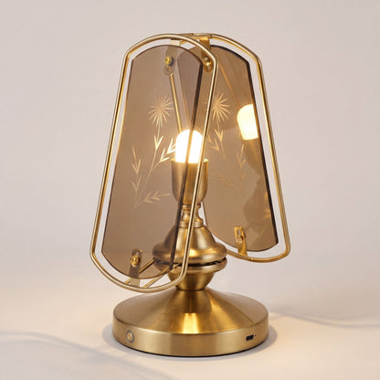 Memoir Etched Glass Brass Lamp