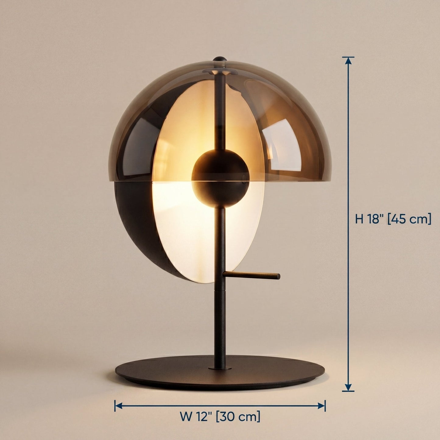Meridian Smoked Glass Sphere Lamp