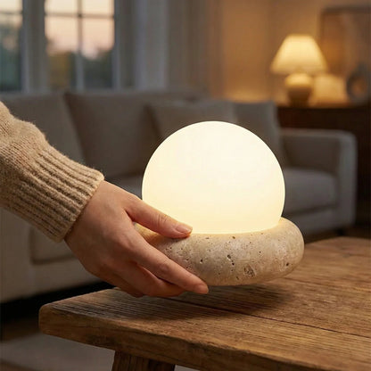 Nomad Travertine Sphere Lamp