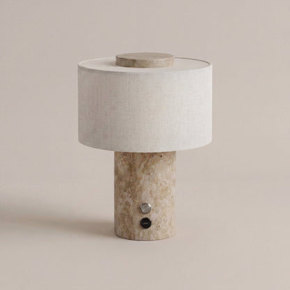 Riva Travertine Linen Table Lamp
