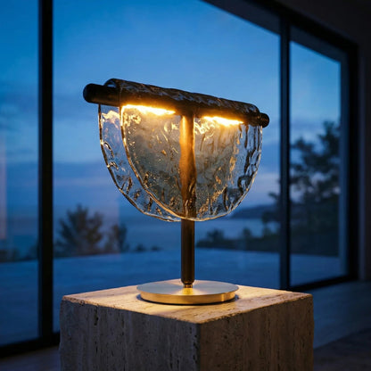 Mantle Draped Glass Table Lamp
